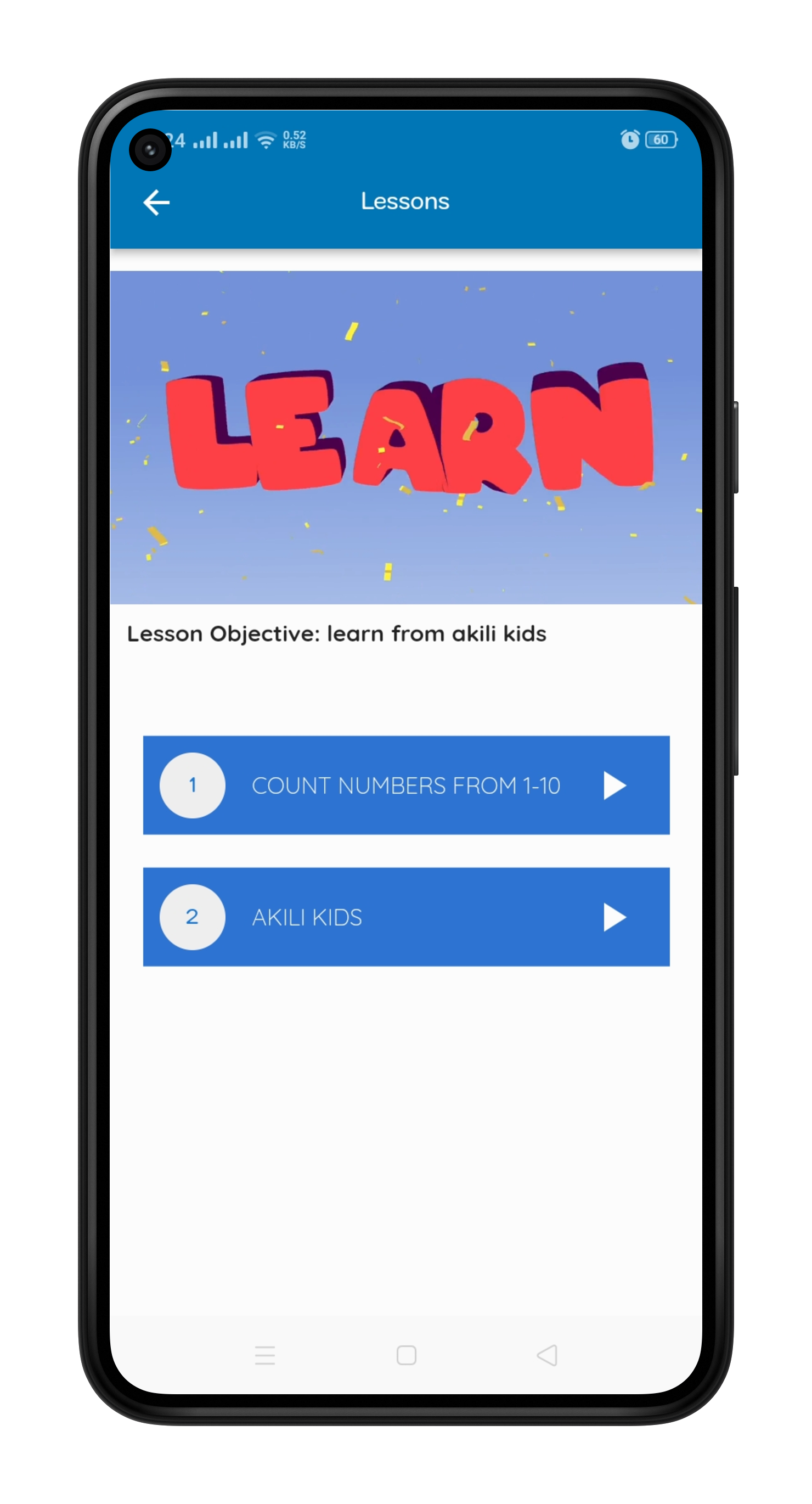 Student lesson screen